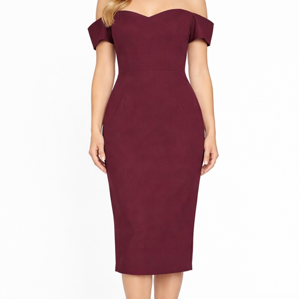 Dress the Population - Bailey Off-The-Shoulder Midi Dress